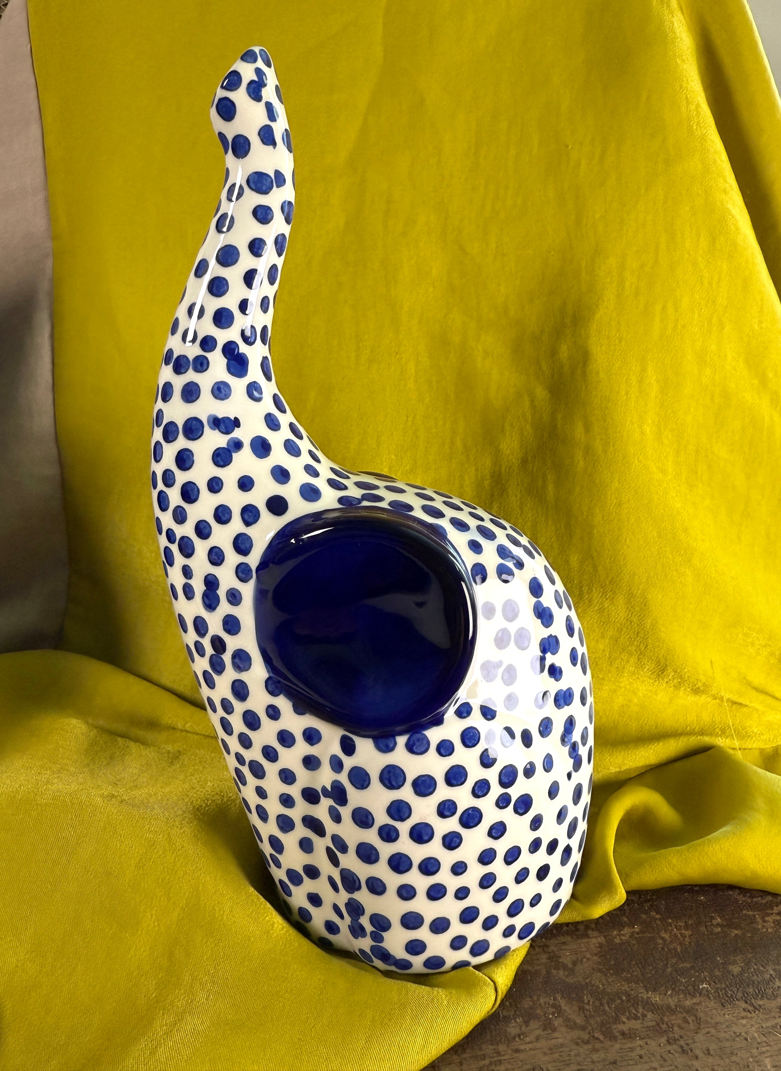 Blue and white ceramic elephant
